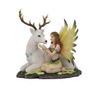 Adoration stag and spring fairy medium figurine