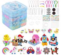 adorbox Fuse Beads Kit, 14900 Iron Beads for Kids with 4-Tier Blue Transparent Storage Box, 36 Colors Melty Bead Set with 6 Pegboards, Ironing Paper and Accessories Craft Kit for DIY Crafts Making