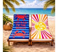 Adore 2 Pack Microfibre Beach Towels 70x140cm - Sand Free Lightweight Quick Dry - Soft Travel Towels for Beach and Pool, Lets Go and Sun Time Fun
