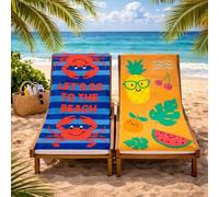 Adore 2 Pack Microfibre Beach Towels 70x140cm - Sand Free Lightweight Quick Dry - Soft Travel Towels for Beach and Pool, Lets Go and Fun Fruits