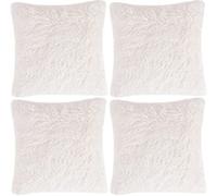 Adore 4 x Super Soft Faux Fur Cushion Cover Covers Cuddly Shaggy 43x43cm, Cream