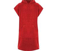 Adore Adults Changing Robe Unisex Hooded Poncho 100% Cotton with Pocket Beach Terry Towelling Towel Swimming Surf (Red, L/XL)