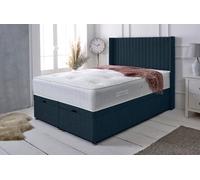 Adore Designs Athens Winged Chenille Ottoman Storage Bed, With Pocket Mattress - 3Ft Single - Blue