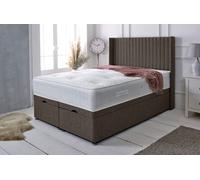 Adore Designs Athens Winged Chenille Ottoman Storage Bed, With Pocket Mattress - 4Ft Small Double - Charcoal
