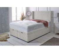 Adore Designs Athens Winged Chenille Ottoman Storage Bed, With Pocket Mattress - 4Ft6 Double - Ivory