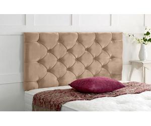 Adore Designs Chesterfield Plush Velvet 2Ft6 Small Single 24" Headboard - Coffee