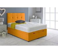 Adore Designs Deluxe Cubed Plush Velvet Ottoman Storage Bed, With Ortho Mattress - 6Ft Super King - Turmeric