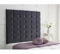 Adore Designs High Cubed Crushed Velvet 3Ft Single 36" Headboard - Black