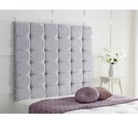 Adore Designs High Cubed Crushed Velvet 3Ft Single 36" Headboard - Silver