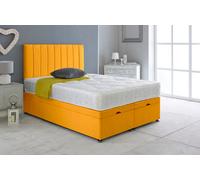 Adore Designs Portland Plush Velvet Ottoman Storage Bed, With Ortho Mattress - 4Ft Small Double - Turmeric