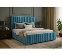 Adore Designs Portland Plush Velvet Ottoman Storage Bed, With Ortho Mattress & Footboard - 4Ft6 Double - Mallard