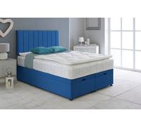 Adore Designs Portland Plush Velvet Ottoman Storage Bed, With Pillow Top Mattress - 4Ft6 Double - Blue