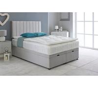 Adore Designs Portland Plush Velvet Ottoman Storage Bed, With Pillow Top Mattress - 4Ft6 Double - Silver