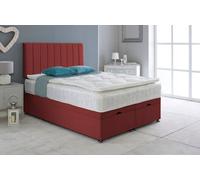Adore Designs Portland Plush Velvet Ottoman Storage Bed, With Pillow Top Mattress - 6Ft Super King - Burgundy