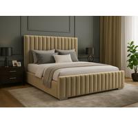 Adore Designs Portland Plush Velvet Sleigh Bed, With Footboard - 4Ft6 Double - Coffee
