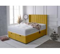 Adore Designs Portland Winged Plush Velvet Ottoman Storage Bed, With Pocket Mattress - 4Ft Small Double - Turmeric