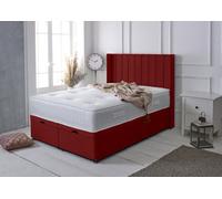 Adore Designs Portland Winged Plush Velvet Ottoman Storage Bed, With Pocket Mattress - Side Lift - 4Ft Small Double - Burgundy