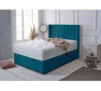 Adore Designs Portland Winged Plush Velvet Ottoman Storage Bed, With Pocket Mattress - Side Lift - 4Ft6 Double - Mallard
