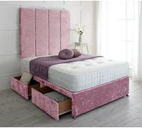 Adore Designs Stafford Crushed Velvet Divan Bed, With Pocket Mattress & 36" Headboard - 4Ft6 Double - Pink - 0 Drawers