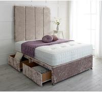 Adore Designs Stafford Crushed Velvet Divan Bed, With Pocket Mattress & 36" Headboard - 6Ft Super King - Champagne - 0 Drawers