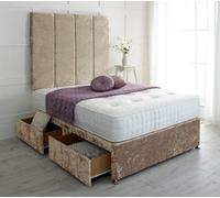 Adore Designs Stafford Crushed Velvet Divan Bed, With Pocket Mattress & 36" Headboard - 6Ft Super King - Gold - 0 Drawers