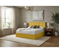 Adore Designs Stafford Plush Velvet Ottoman Sleigh Bed, With Ortho Mattress - 4Ft Small Double - Turmeric