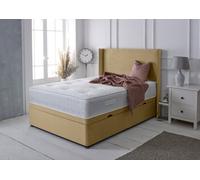 Adore Designs Victoria Winged Plush Velvet Ottoman Storage Bed, With Pocket Mattress - Side Lift - 3Ft Single - Coffee