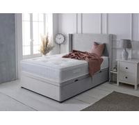 Adore Designs Victoria Winged Plush Velvet Ottoman Storage Bed, With Pocket Mattress - Side Lift - 3Ft Single - Silver