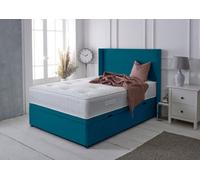 Adore Designs Victoria Winged Plush Velvet Ottoman Storage Bed, With Pocket Mattress - Side Lift - 4Ft6 Double - Mallard