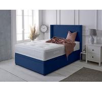 Adore Designs Victoria Winged Plush Velvet Ottoman Storage Bed, With Pocket Mattress - Side Lift - 4Ft6 Double - Blue