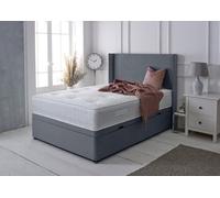 Adore Designs Victoria Winged Plush Velvet Ottoman Storage Bed, With Pocket Mattress - Side Lift - 5Ft Kingsize - Grey