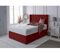 Adore Designs Victoria Winged Plush Velvet Ottoman Storage Bed, With Pocket Mattress - Side Lift - 6Ft Super King - Burgundy