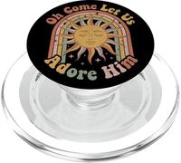 Adore Him Christian Praise Quote Retro Sun Rainbow Art PopSockets PopGrip for MagSafe