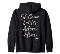 Adore Him Christian Script Typography Worship Quote Women Zip Hoodie