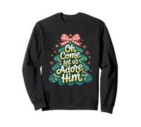 Adore Him Christmas Tree Design for Family Gatherings Sweatshirt