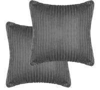 Adore Home 2 x Luxury Ribbed Fleece Cushion Cover with Sherpa Reverse 45x45cm - Soft Reversible Pillow Case - Cosy & Stylish - Charcoal