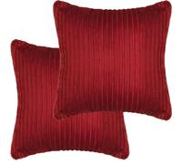 Adore Home 2 x Luxury Ribbed Fleece Cushion Cover with Sherpa Reverse 45x45cm - Soft Reversible Pillow Case - Cosy & Stylish - Wine