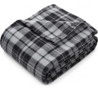 Adore Home 200x240cm King Tartan Check Fleece Throw Blanket Grey | Soft And Warm - Versatile Fleece Blanket For Sofa, Bed, Travel, Car, Camping And Picnics, Offering Cosy Everyday Comfort