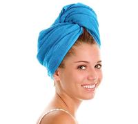 Adore Home 4 Pack 100% Cotton Hair Turban Towel, Aqua