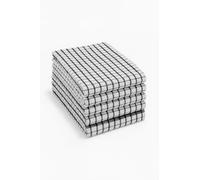 Adore Home 6 or 12 Pack Check Tea Towels Cotton Absorbent & Hard Wearing, Black, 6 Pack