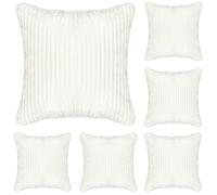 Adore Home 6 x Luxury Ribbed Fleece Cushion Cover with Sherpa Reverse 45x45cm - Soft Reversible Pillow Case - Cosy & Stylish - Cream