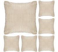 Adore Home 6 x Luxury Ribbed Fleece Cushion Cover with Sherpa Reverse 45x45cm - Soft Reversible Pillow Case - Cosy & Stylish - Cream