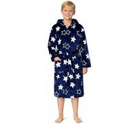 Adore Home Kids Soft Fleece Bathrobe Warm Dessing Gown Flannel Bath Robe Boys Girls, 10-11 Years, Stars, Navy
