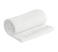 Adore Home Large 100% Cotton Cellular Soft Baby Blanket for Cot Pram Moses Basket, White, 100x150cm