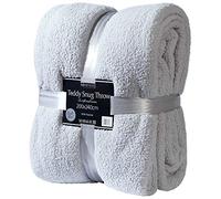 Adore Home Luxury King Size Fleece Blanket Teddy Bear Throws for Sofa Bed Luxury Soft Warm 200x240cm, Silver