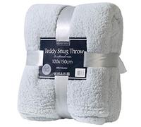 Adore Home Luxury Single Size Fleece Blanket Teddy Bear Throws for Sofa Bed Luxury Soft Warm 100x150cm, Silver