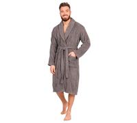 Adore Home Mens 100% Cotton Bathrobe Terry Towelling Shawl Collar Bath Robe Dressing Gown, 4XL, Slate