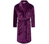 Adore Home Mens Soft Warm Flannel Fleece Bathrobe Dressing Gown Shawl, Purple