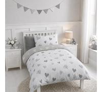 Adore Home Single Duvet Cover Set Grey Hearts Kids Bedding & Pillowcase