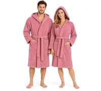 Adore Home Unisex 100% Cotton Hooded Terry Bathrobe | Cosy Absorbent Towelling Dressing Gown with Generous Hood, Secure Tie Waist and Roomy Pockets - Ideal for Everyday Comfort